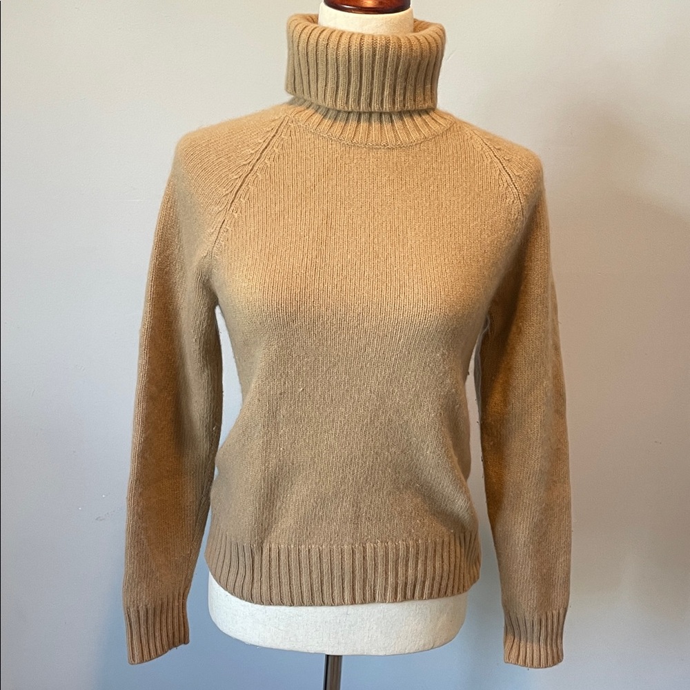 Lauren Ralph Lauren Camel Turtleneck Sweater | Merino Cashmere Angora Blend | M